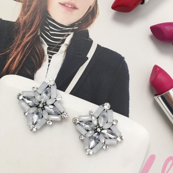 🆑 "Bacall" Earrings || Clear Crystal Statement - Picture 2 of 8